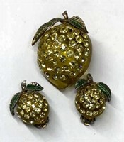 Bakelite Fruit Brooch and Earring Set