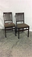 (2) Stakmore folding wood chairs