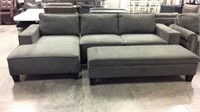 3 pc Chaise sectional sofa w/ storage ottoman