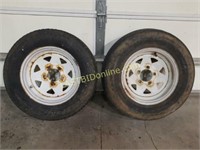 2 Trailer Tires & Rims, Size ST 175 / 80 D13