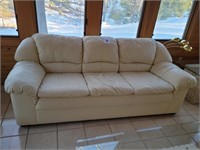 Cream, leather sofa - extremely comfy! &...