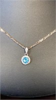 Stunning Blue Topaz and CZ Necklace