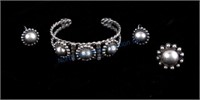 Navajo Sterling Silver Bracelet Ring & Earrings