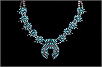 Navajo Sterling Silver Cerrillo Turquoise Necklace