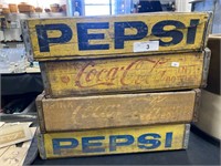 Vintage Pepsi and Coke Wooden Crates.