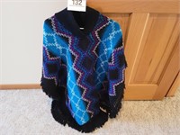 Colorful knit poncho