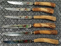 11 - SET OF 6 STEAK KNIVES W/ETCHED BLADES