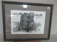 SIGNED SKETCH OF BEARS 21X17 INCHES