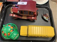 Windup Mouse, Tin Rosko Car, Bus, Turtle.