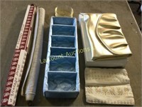Vintage gold purses rolled cloth print silk tray