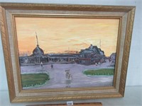 SIGNED/FRAMED 1910 CITY SCAPE 19X15 INCHES