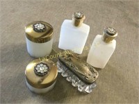 vintage vanity containers powder plastic glass