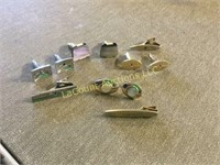 vintage mens cuff links and Tie clips some gem