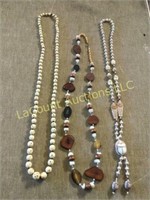 polished stone & carved vintage necklaces