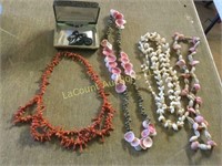 vintage shell coral necklaces pin