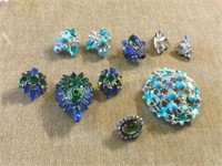 vintage costume rhinestone jewelry earrings pins