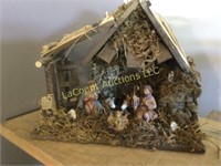 nice small nativity scene with figures