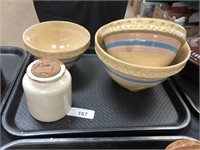 Stoneware Mixing Bowls, Jug.