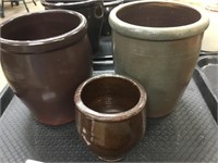 Pottery, stoneware crocks.