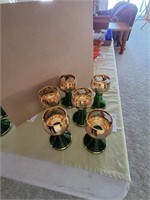 Gold & Green wine goblets - wow! (6)
