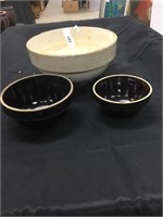 Large stoneware mixing bowl.