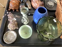 Silver plate Coasters, pottery, glassware.