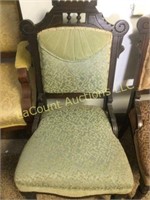 antique upholstered chair ornate wood back