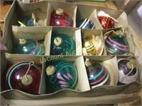 WWII era glass Christmas ornaments paper tops