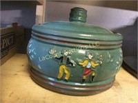 old pottery dancing covered casserole