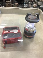American emergency radio, small lantern.