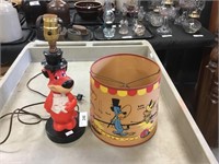 Huckleberry Hound lamp with shade.
