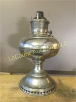 old silver plated oil lamp