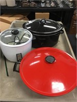 Two crockpots, electric wok.