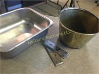steamer pan brass pail misc hardware pieces