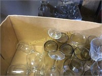 2 boxes assorted glassware wine glasses