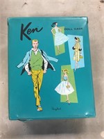 Ken doll with clothing in case.