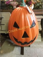 large lighted blow mold pumpkin metal stand