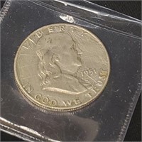 1951D Ben Franklin Silver Half Dollar 90% Silver