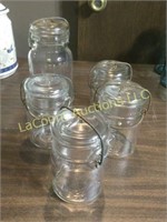 5 old bail canning jars good condition