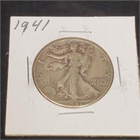 1941 Walking Liberty Silver Half Dollar 90%