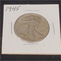 1945 Walking Liberty Silver Half Dollar 90%