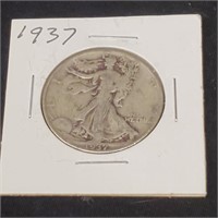1937 Walking Liberty Silver Half Dollar 90%