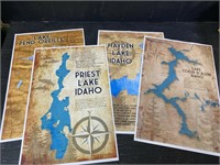 (4) North Idaho Lake Maps 11X17" Each Priest