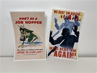 (2) Prints WWII Posters 11X17" Propaganda Disney