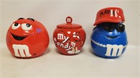 Vintage M & M Cookie Candy Jars Blue / Red