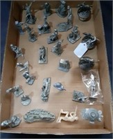 Large Flat if Pewter items, wine bottle corks and