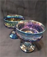 Beautiful  Carnival Glass Candy dishes 6" tall x2
