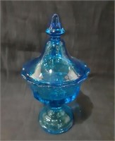 Large Blue Glass Candy Dish 10"