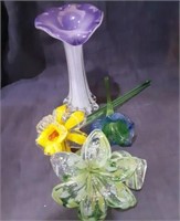Group of 4 Glass Flowers