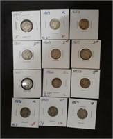 12 Mercury Dimes all Different Dates